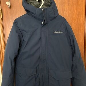 Eddie Bauer Men's Deep Blue Performance Jacket with detachable fur layer